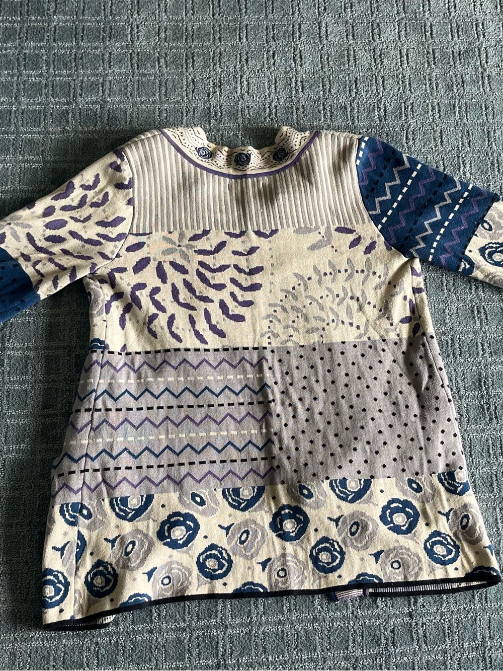 Gudrun Sjoden Cream, Blue & Purple Patchwork Knit Jacket - Picture 4 of 5